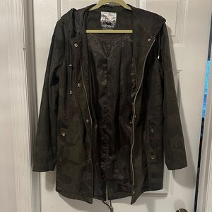 Kensie Olive Camouflage Hooded Coat
